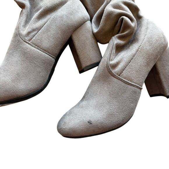 Rue 21 Women Over the Knee Faux Suede Block Heel Boots Tie Brown Gray NEW Size 6 - Picture 9 of 9